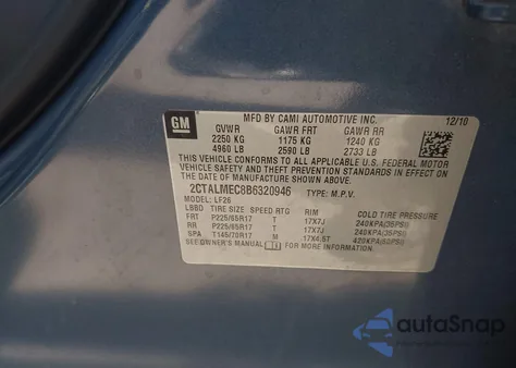 2011 GMC Terrain Sle-1 from USA, damaged, VIN 2CTALMEC8B6320946